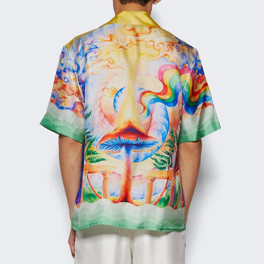 CASABLANCA SHORT SLEEVE SILK NATURES TEACHER SHIRT