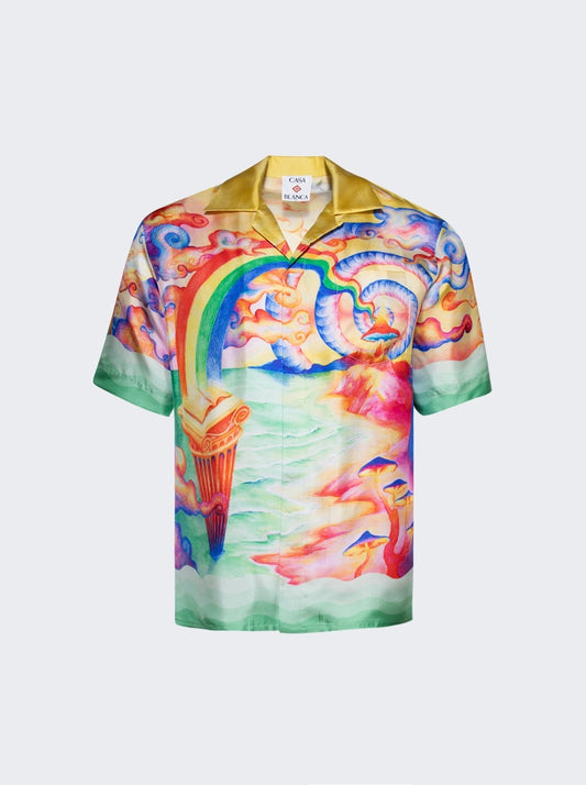 CASABLANCA SHORT SLEEVE SILK NATURES TEACHER SHIRT