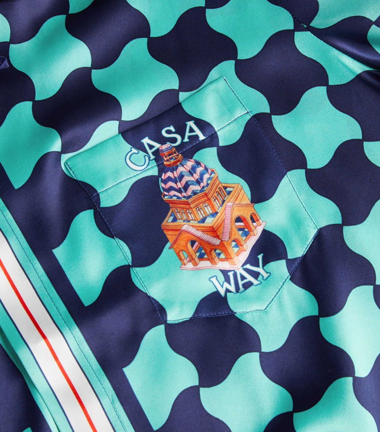 CASABLANCA POOL TILE SILK SHORT SLEEVE SHIRT