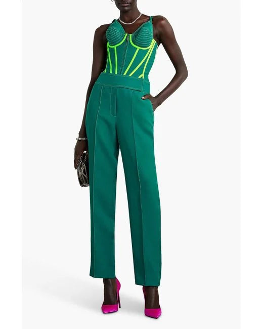 CHRISTOPHER JOHN ROGERS CREPE STRAIGHT LEG PANTS