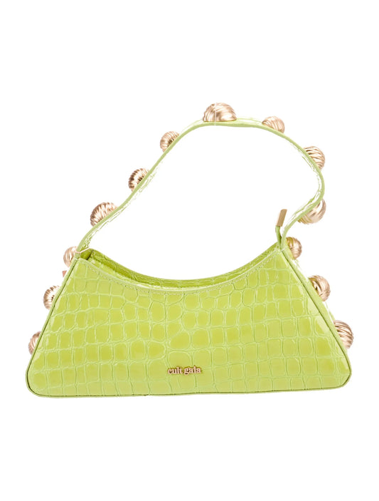 CULT GAIA EMBOSSED LEATHER TOP HANDLE BAG