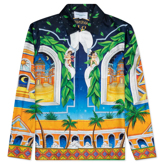 CASABLANCA MAISON D'ETE CUBAN COLLAR SILK SHIRT