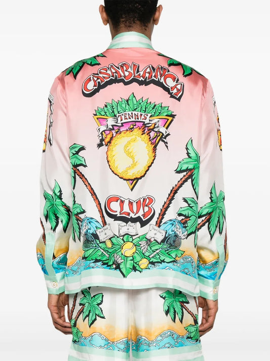 CASABLANCA PINK TENNIS CLUB SHIRT