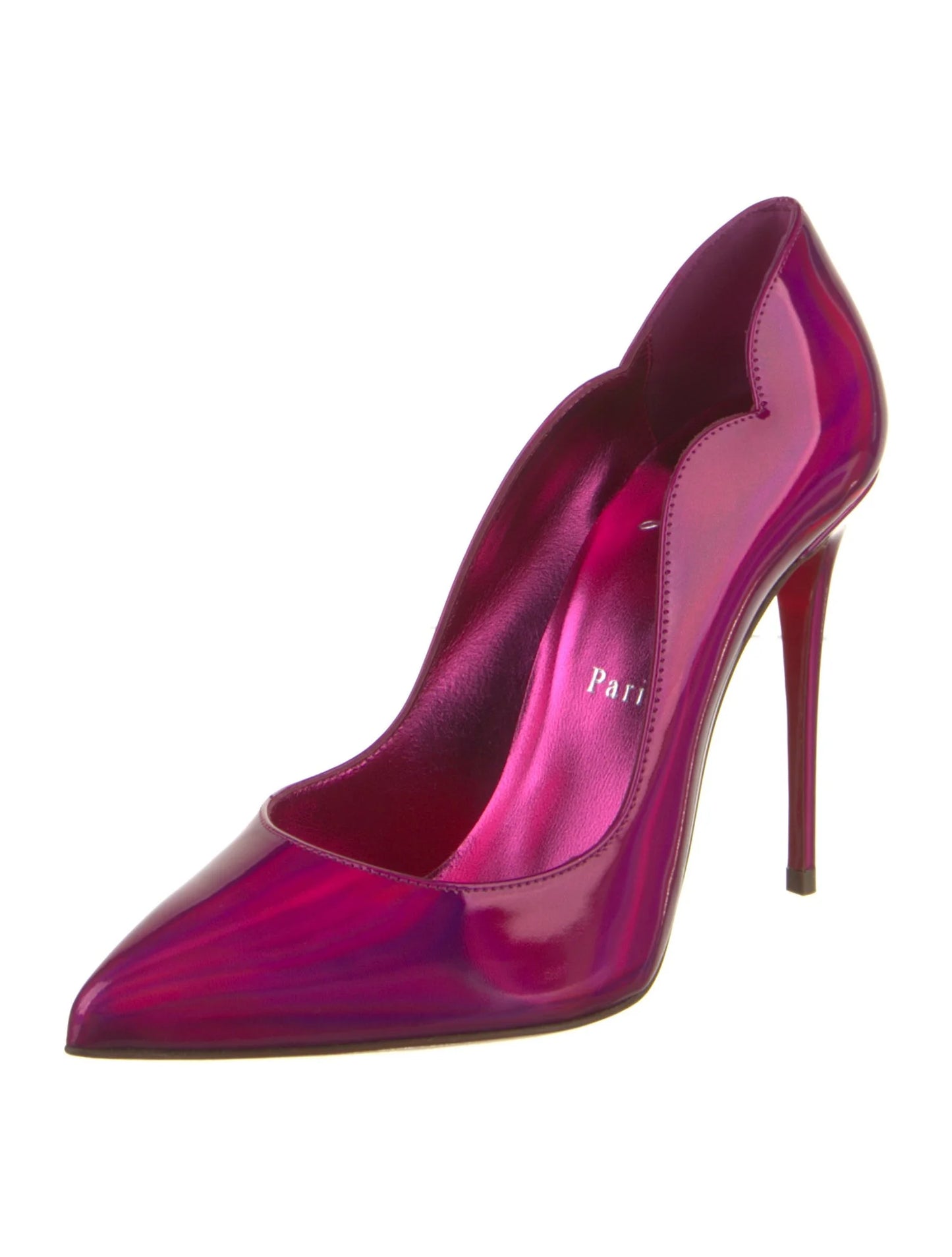 CHRISTIAN LOUBOUTIN SCALLOP PATENT PUMPS