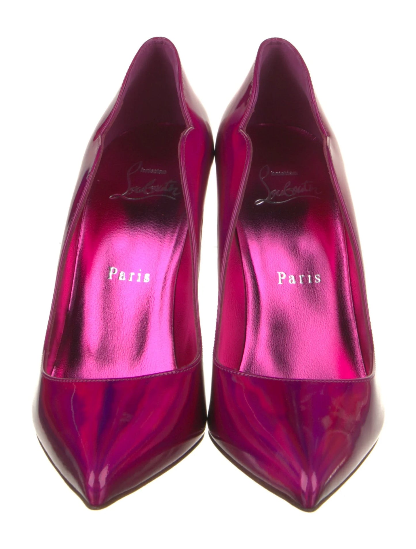 CHRISTIAN LOUBOUTIN SCALLOP PATENT PUMPS