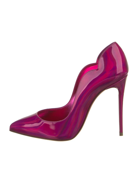 CHRISTIAN LOUBOUTIN SCALLOP PATENT PUMPS