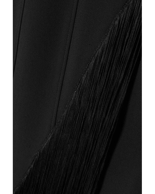 DAVID KOMA STRAPLESS FRINGE CADY MINI DRESS