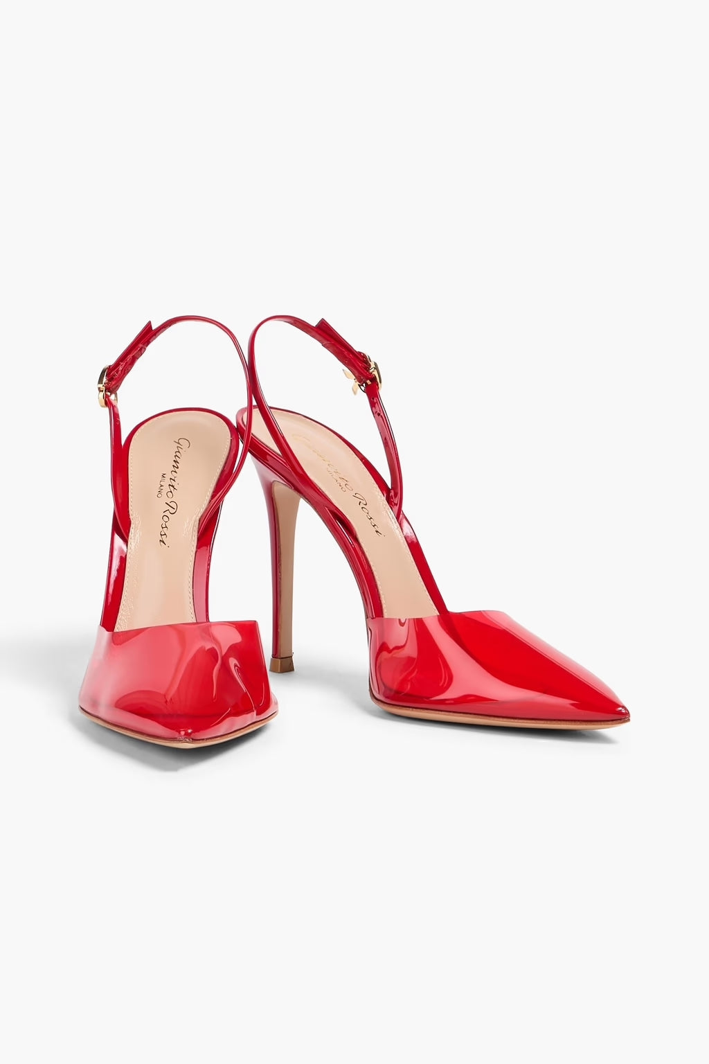 GIANVITO ROSSI RIBBON 105 PVC PATENT SLINGBACK PUMPS