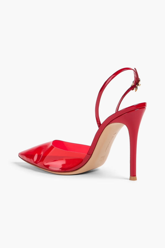 GIANVITO ROSSI RIBBON 105 PVC PATENT SLINGBACK PUMPS