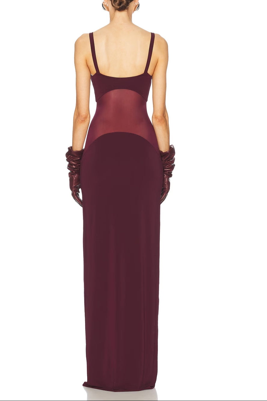 HELSA SHEER KNIT CURVE MAXI DRESS