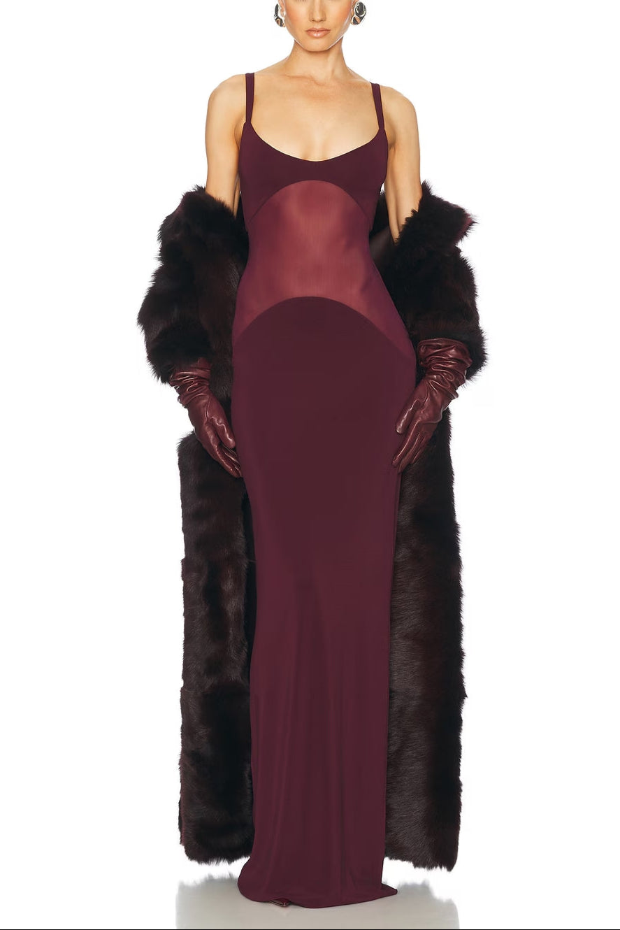 HELSA SHEER KNIT CURVE MAXI DRESS