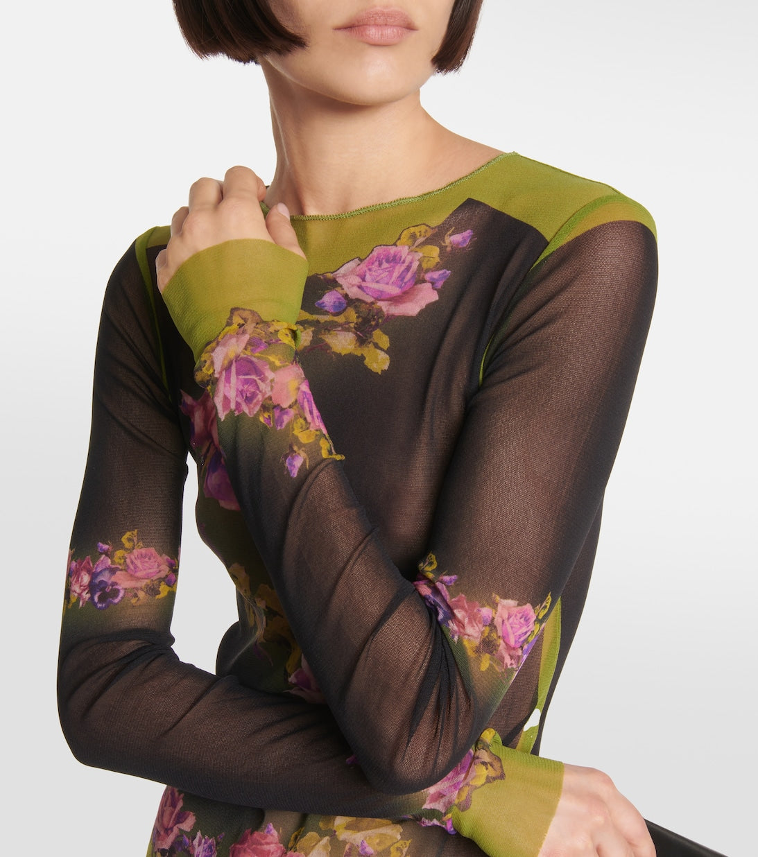 JEAN PAUL GAULTIER FLORAL MESH MIDI DRESS