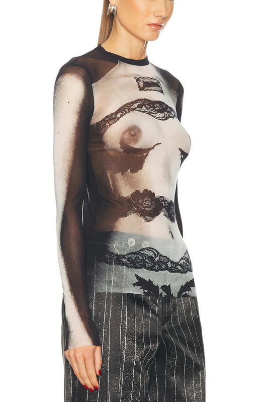 JEAN PAUL GAULTIER BODY LACE MARINIERE TOP