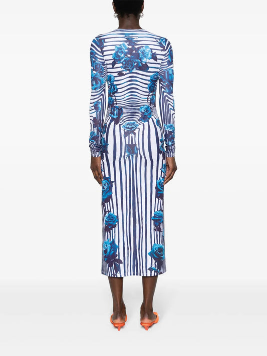 JEAN PAUL GAULTIER FLOWER BODY MORPHING MIDI DRESS