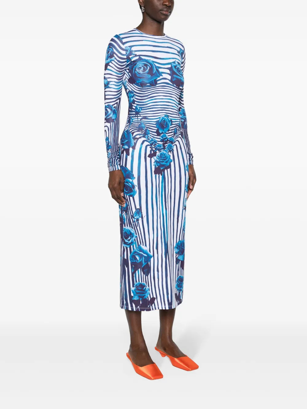 JEAN PAUL GAULTIER FLOWER BODY MORPHING MIDI DRESS