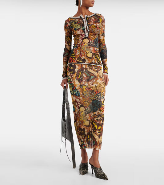 JEAN PAUL GAULTIER PAPILLON PRINT TOP