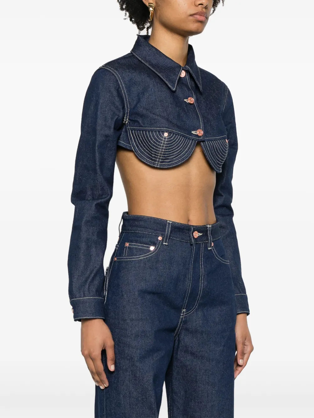 JEAN PAUL GAULTIER CONICAL CROPPED DENIM JACKET