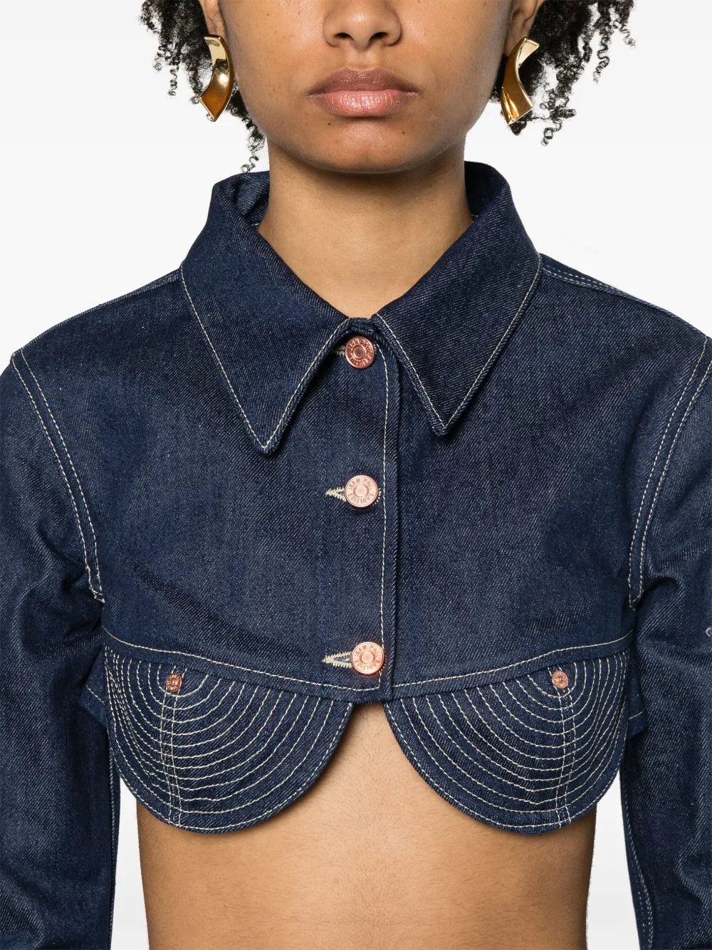 JEAN PAUL GAULTIER CONICAL CROPPED DENIM JACKET
