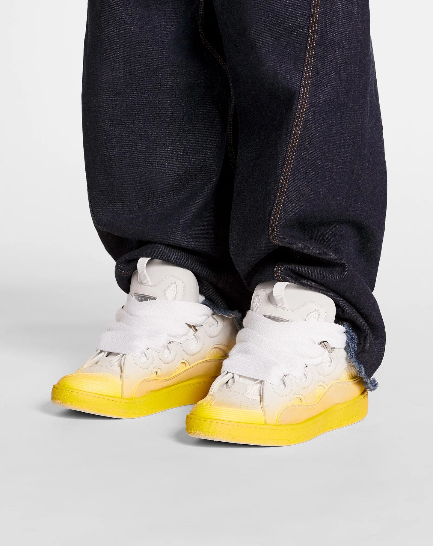LANVIN YELLOW CURB OMBRE SNEAKERS