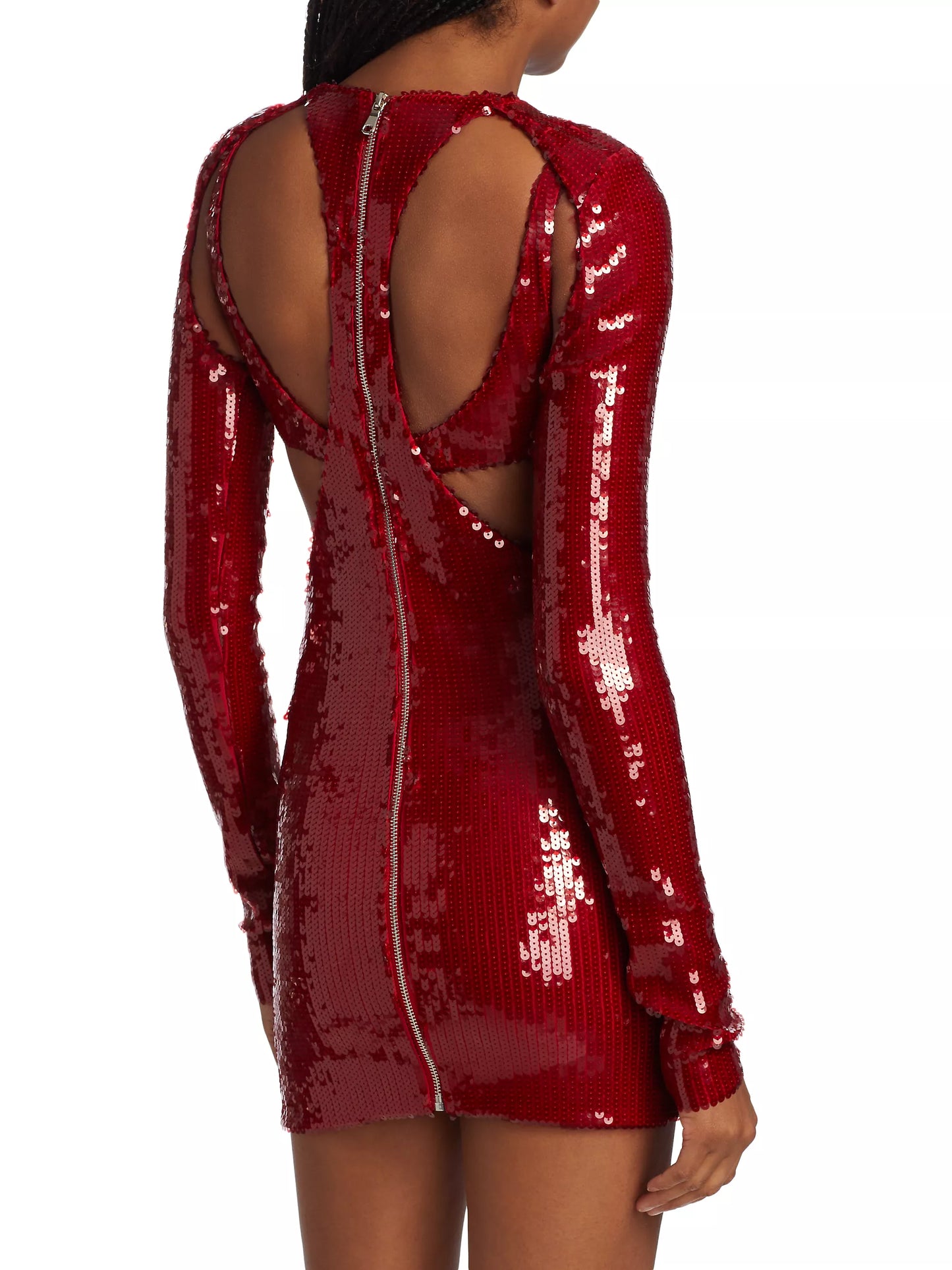 LAQUAN SMITH SEQUIN CUT-OUT MINIDRESS