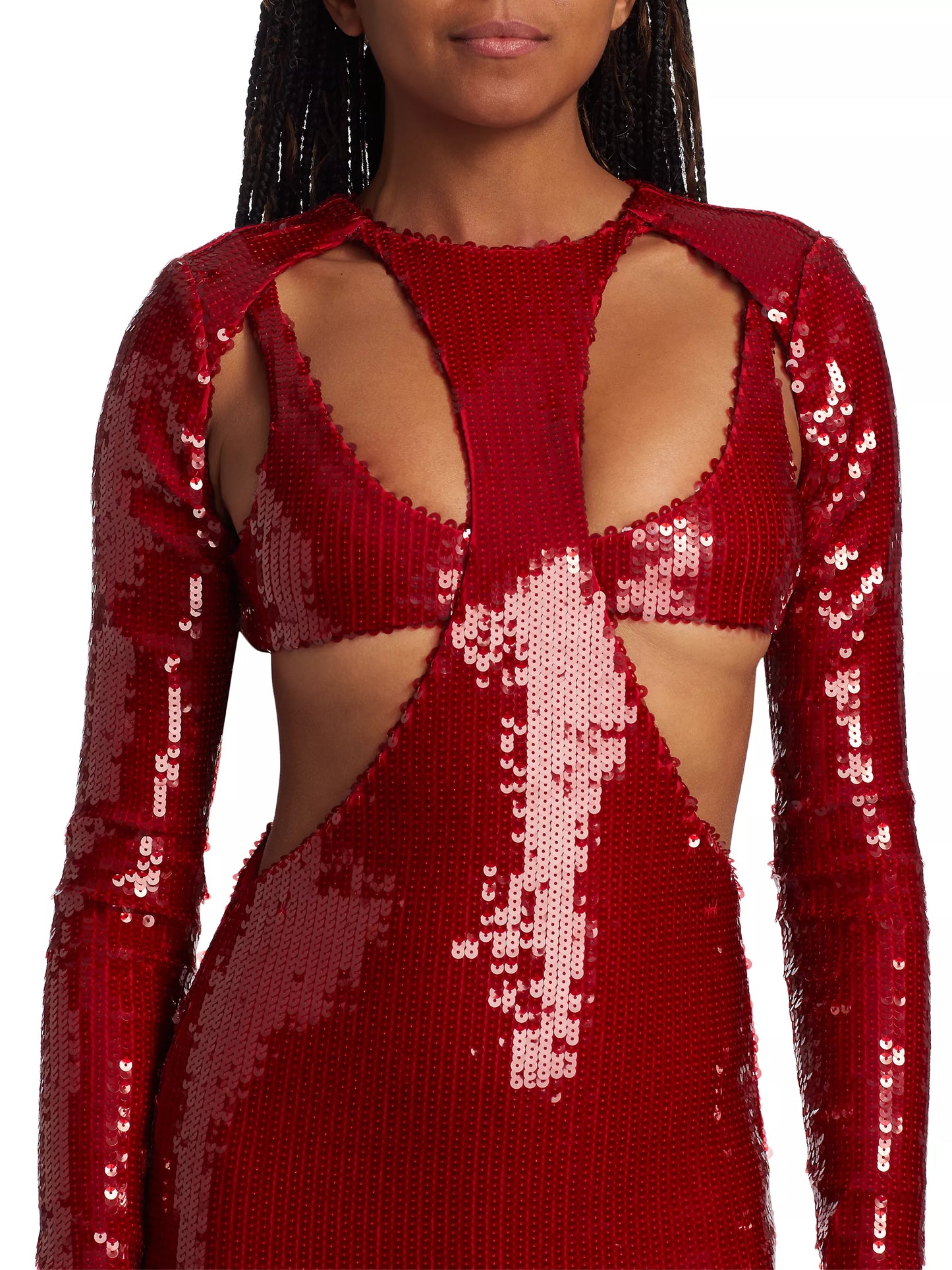 LAQUAN SMITH SEQUIN CUT-OUT MINIDRESS