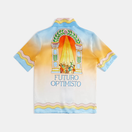 CASABLANCA LE DANSE CUBAN COLLAR SILK SHIRT