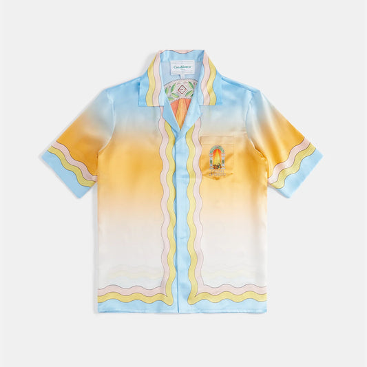 CASABLANCA LE DANSE CUBAN COLLAR SILK SHIRT