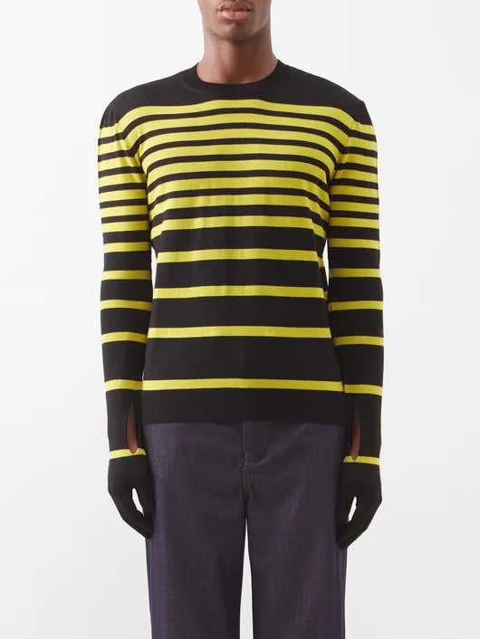 LOEWE GLOVE-SLEEVED STRIPED WOOL SWEATER