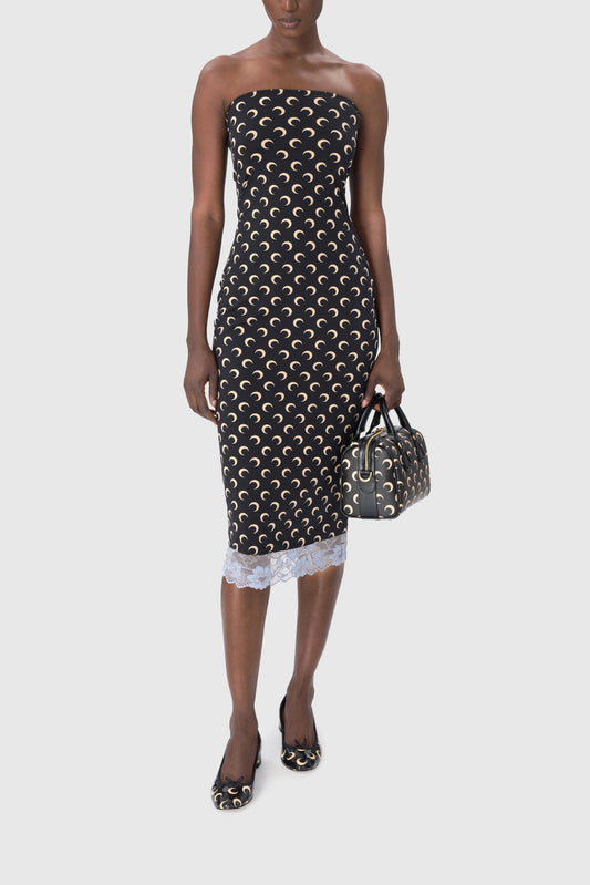MARINE SERRE RECYCLED MOON JERSEY BUSTIER MIDI DRESS