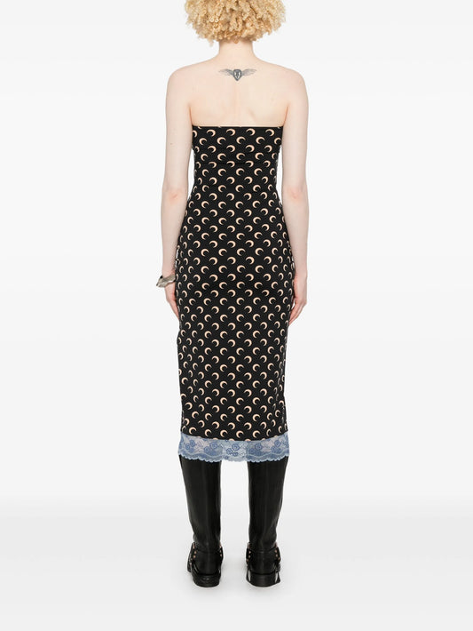 MARINE SERRE RECYCLED MOON JERSEY BUSTIER MIDI DRESS