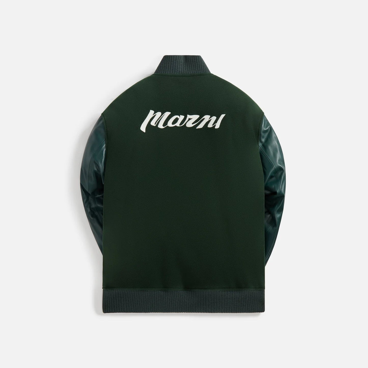 MARNI LEATHER AND KNITTED VARSITY JACKET