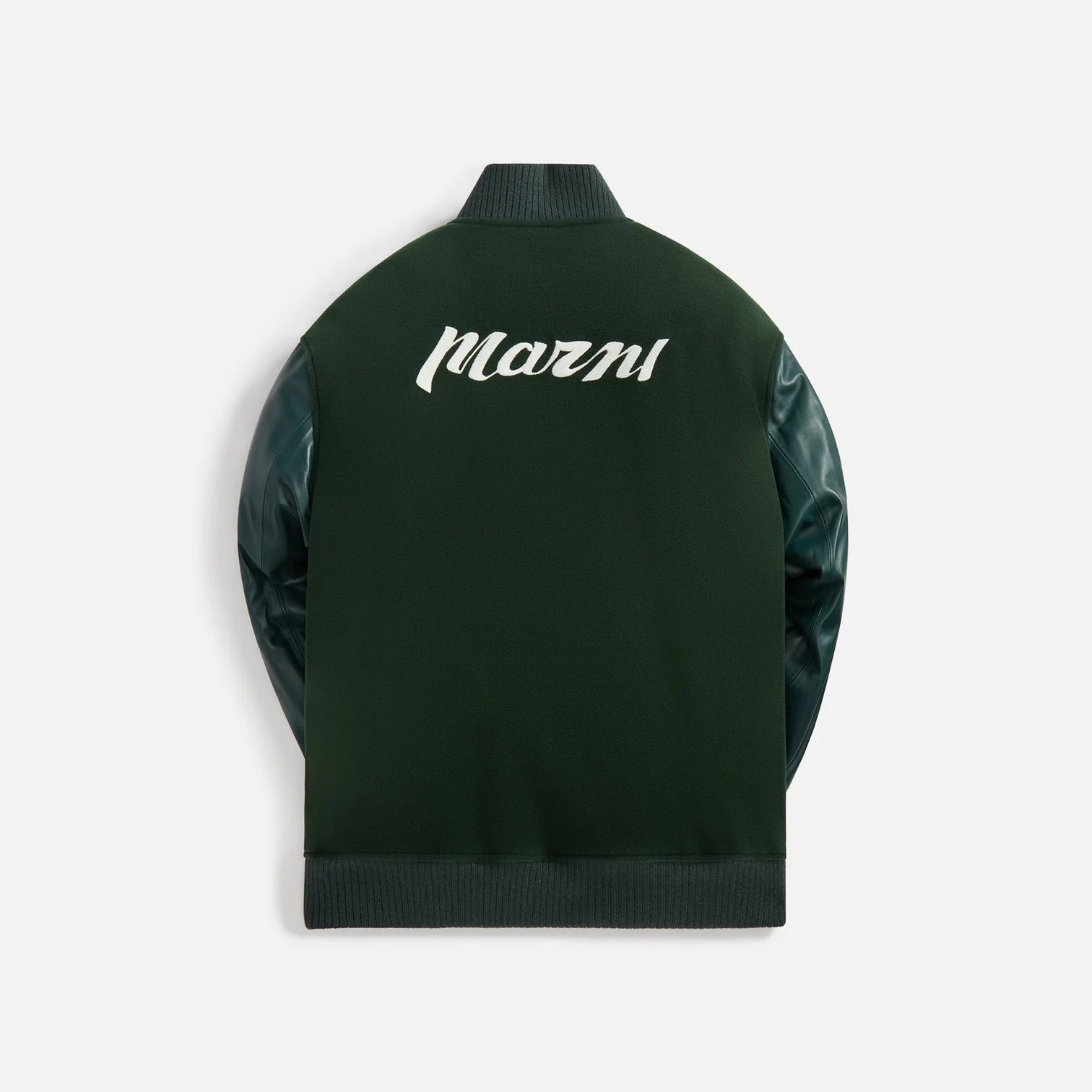 MARNI LEATHER AND KNITTED VARSITY JACKET