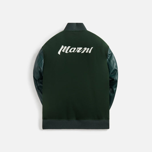 MARNI LEATHER AND KNITTED VARSITY JACKET