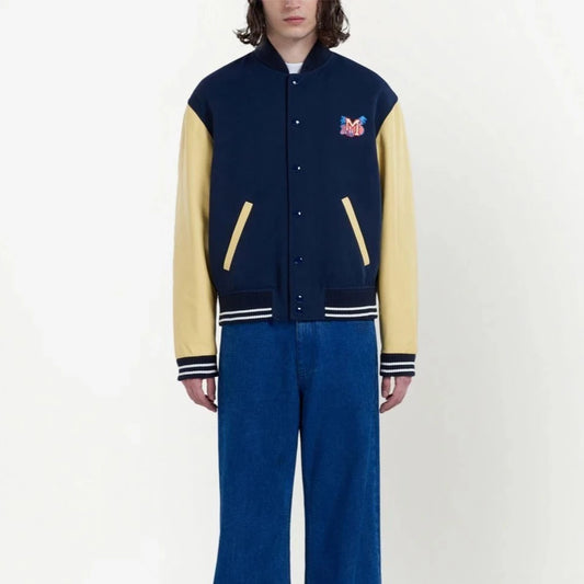 Marni Leather and Knitted Varsity Jacket