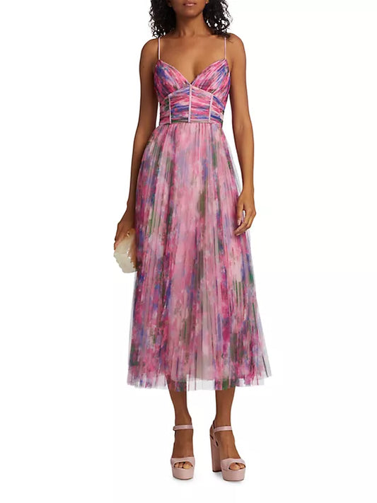 ML MONIQUE LHUILLIER TULLE MIDI-DRESS