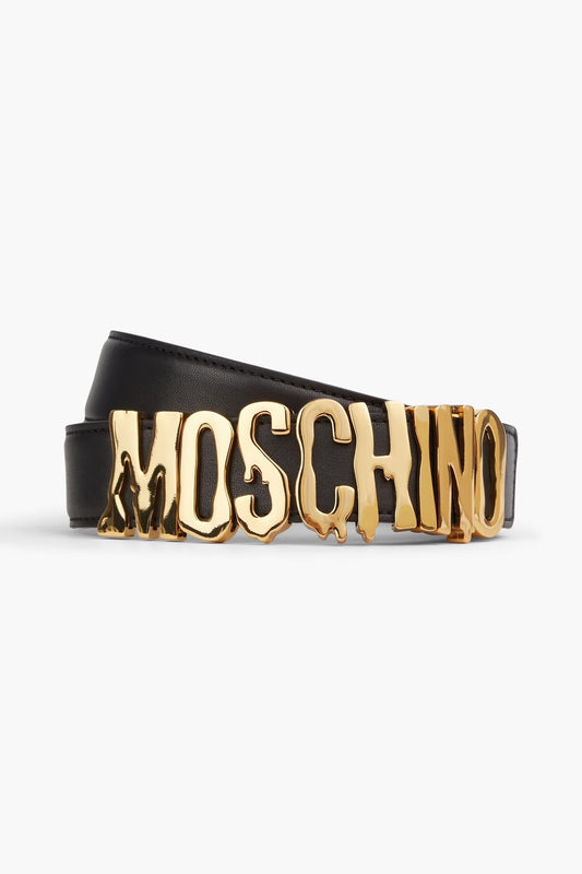 MOSCHINO EMBELLISHED LEATHER BELT