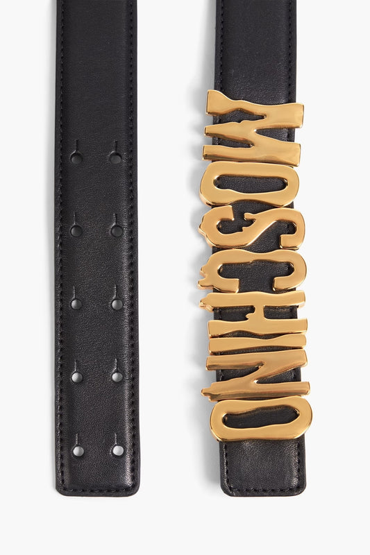 MOSCHINO EMBELLISHED LEATHER BELT