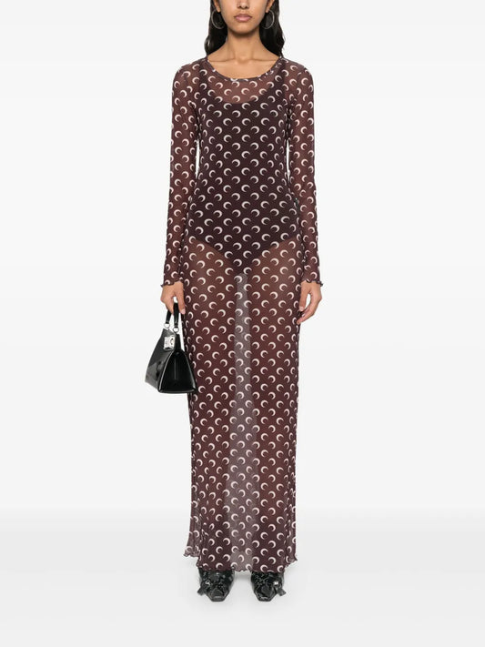MARINE SERRE ALL OVER MOON MAXI DRESS