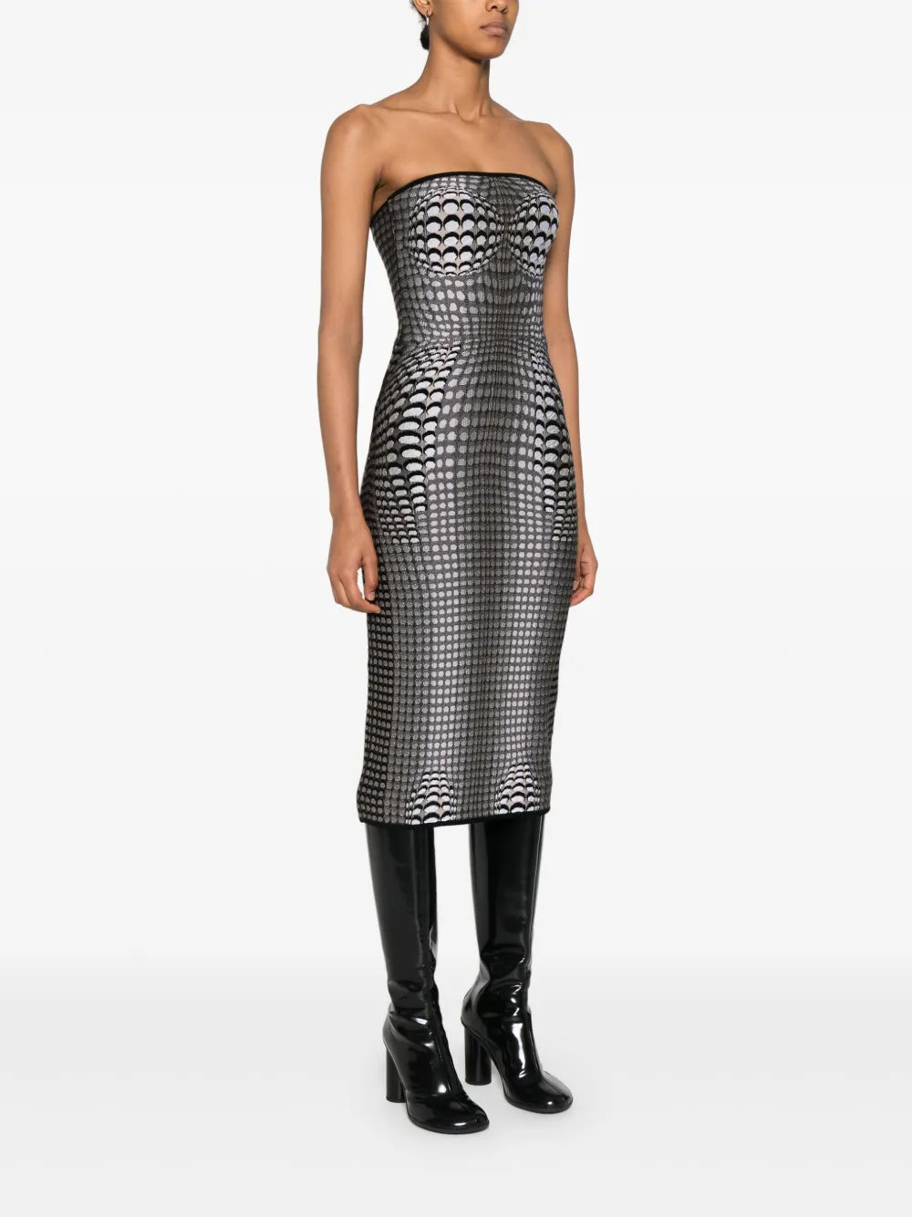 MARINE SERRE MOON-PRINT JACQUARD MIDI DRESS