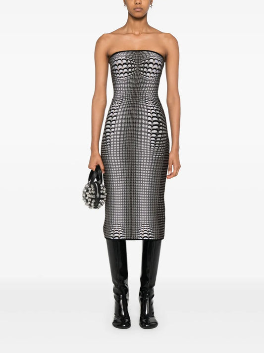 MARINE SERRE MOON-PRINT JACQUARD MIDI DRESS