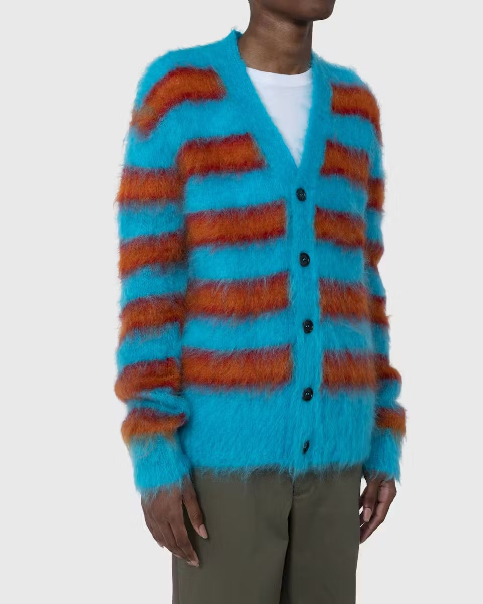 MARNI STRIPED MOHAIR CARDIGAN MULTI