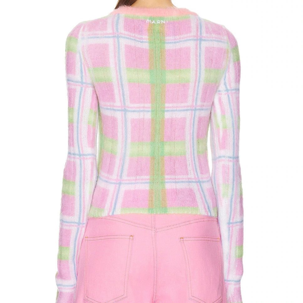 MARNI V-NECK PLAID SWEATER