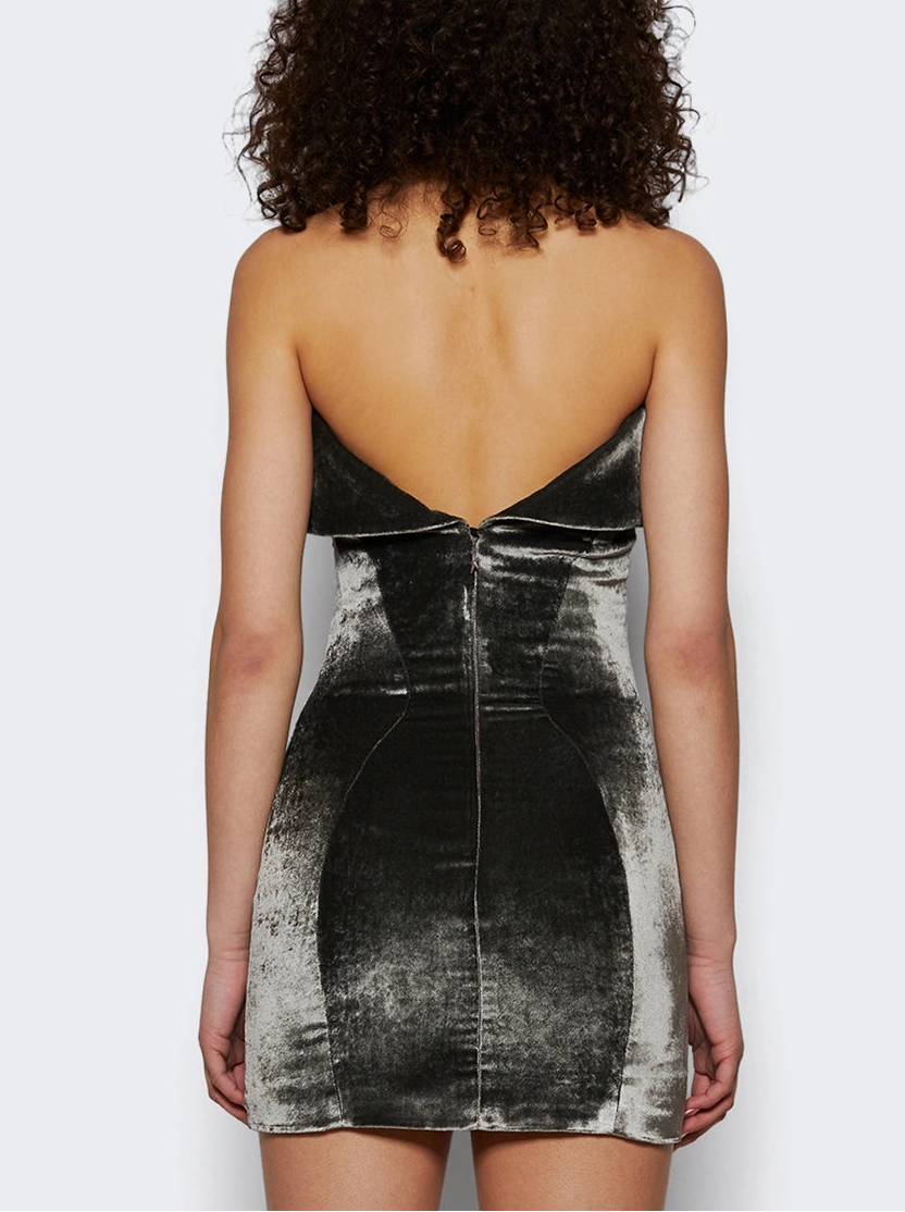 MUGLER VELVET MINI DRESS GREY
