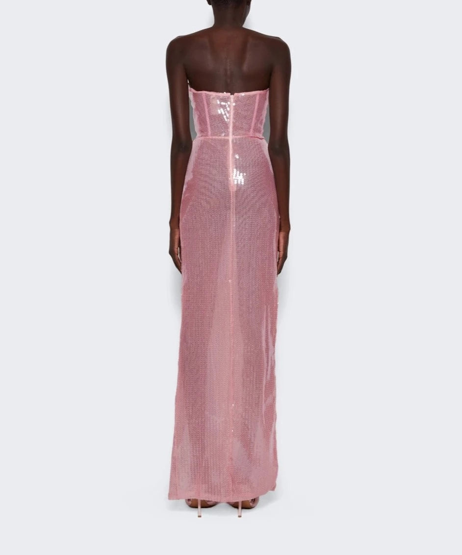 NENSI DOJAKA SEQUINED LONG FITTED DRESS