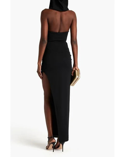 NICHOLAS TWIST-FRONT HOODED GOWN