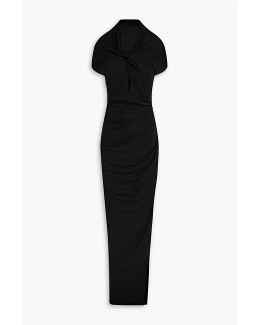 NICHOLAS TWIST-FRONT HOODED GOWN