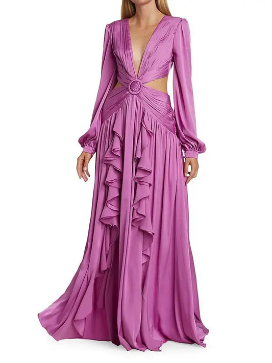 PATBO CUTOUT RUFFLE GOWN CLOTHING RENTAL