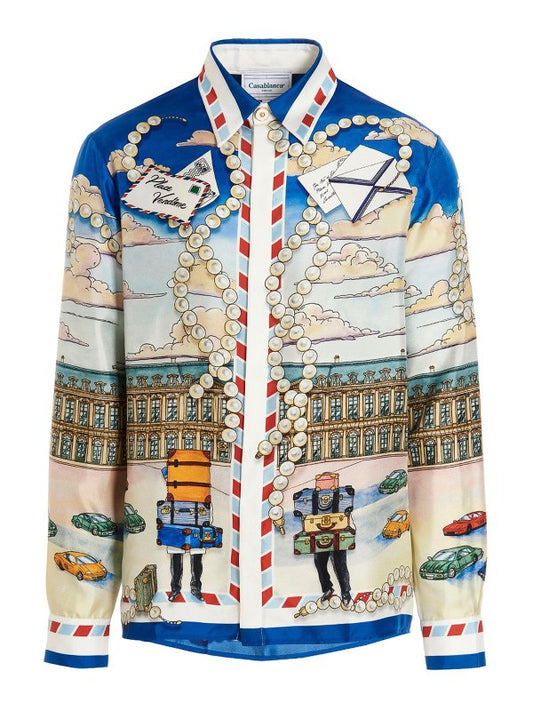 CASABLANCA PLACE CASA LONG SLEEVE SILK SHIRT