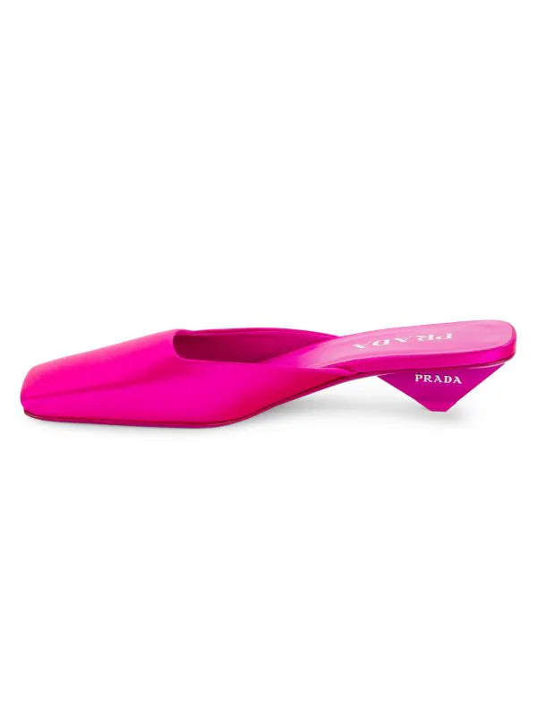 PRADA 25MM SATIN SQUARE TOE MULES