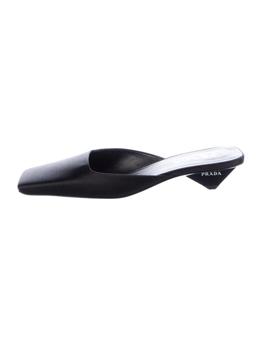 PRADA 25MM SATIN SQUARE TOE MULES
